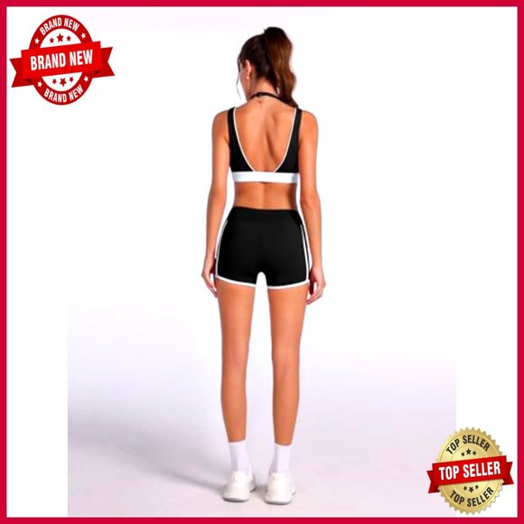 2-Piece Workout Set: Sports Bra & High-Waist Shorts with Pockets - Picture 6 of 6